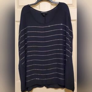 Lane Bryant Silver Rhinestones Studded Black Blouse. Size 26 - 28